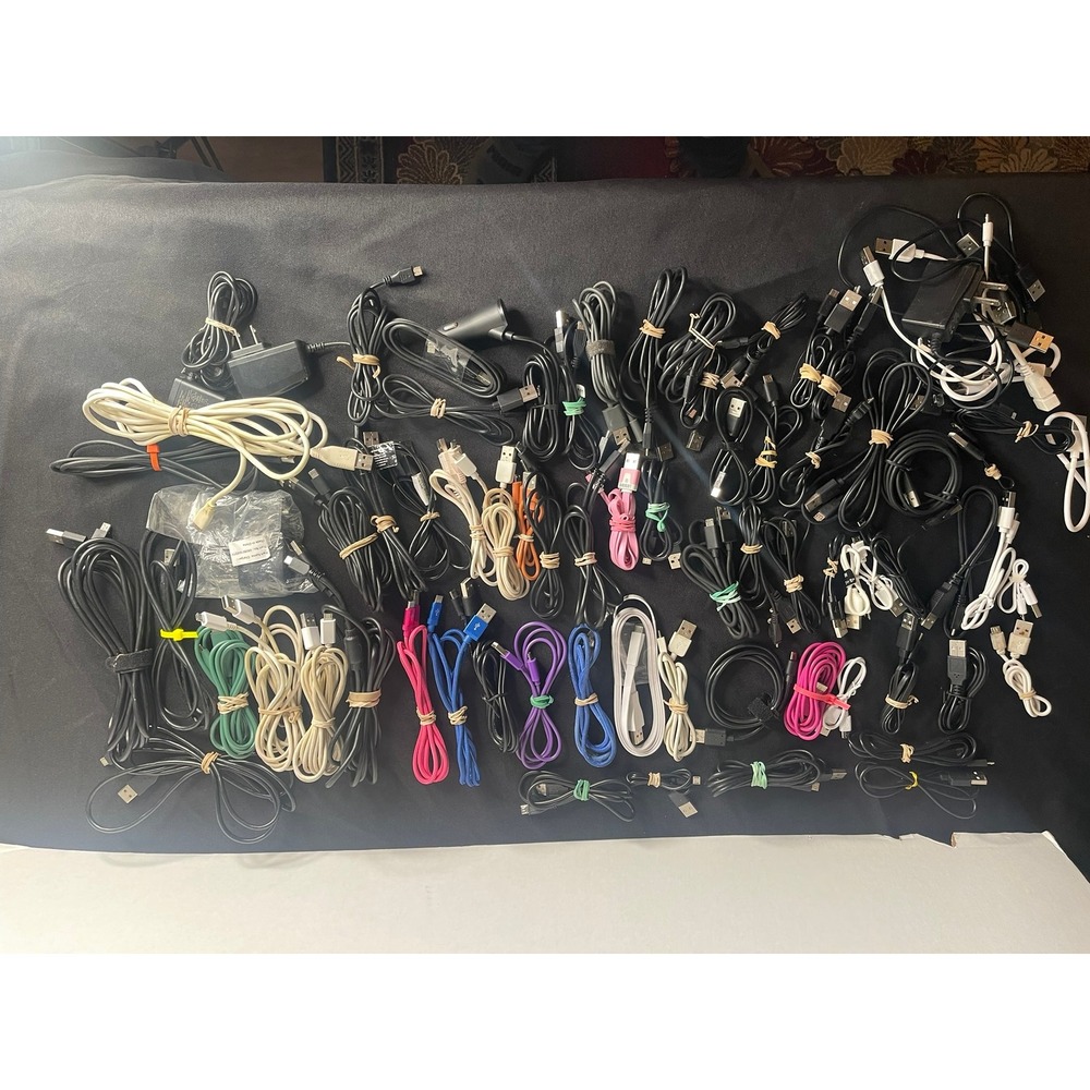 Bulk Lot 75+ USB to Micro-USB Charging Data Cables Wall Adapters Car Charger‎